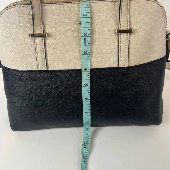 Kate Spade Satchel Handbag Two Tone Black Cream Leather Gold Hardware‎ Crossbody - Picture 9 of 13